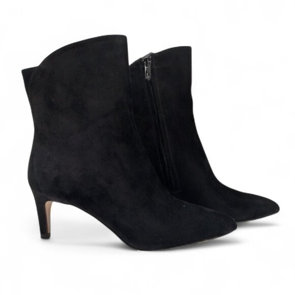 Sam Edelman Usha Size 8.5 M Black Suede Pointed Toe Stiletto Heel Ankle Bootie - Picture 1 of 13